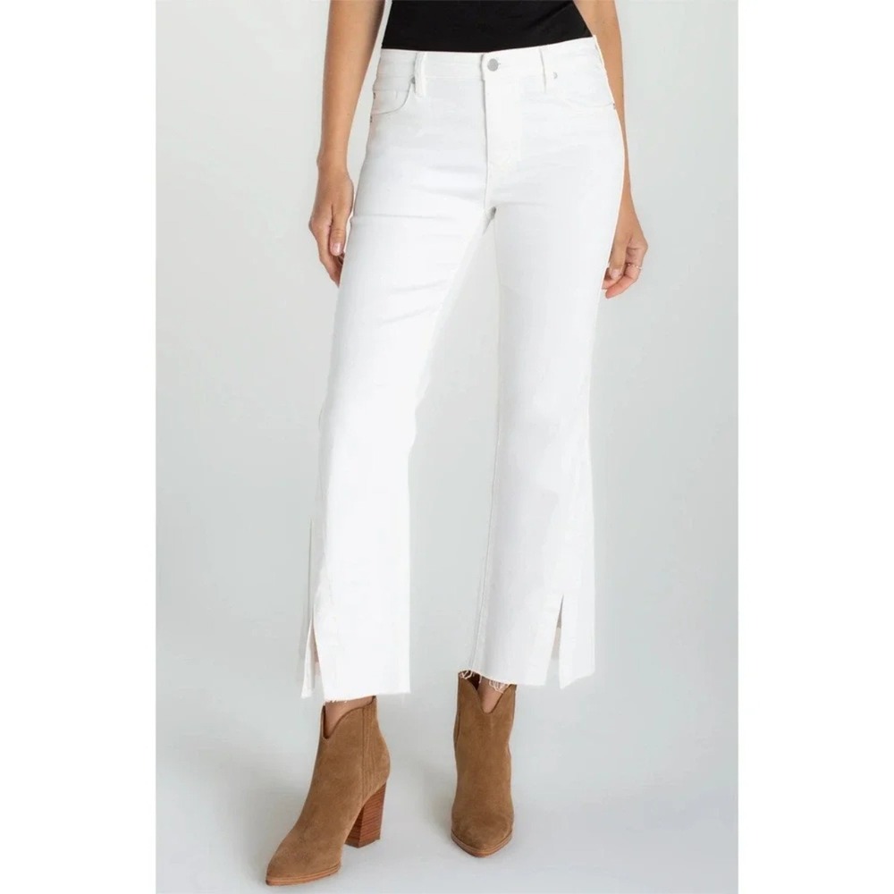 NWT Liverpool Los Angeles Hannah Crop Flare Twisted Slit Jeans White Women 8/29